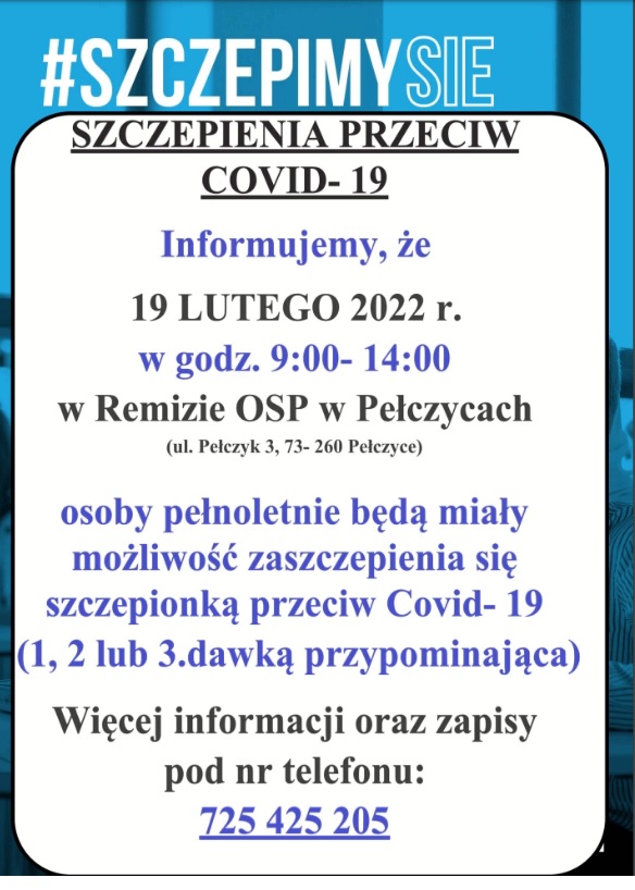 SZCZEPIENIA PRZECIW COVID- 19 W PEŁCZYCACH