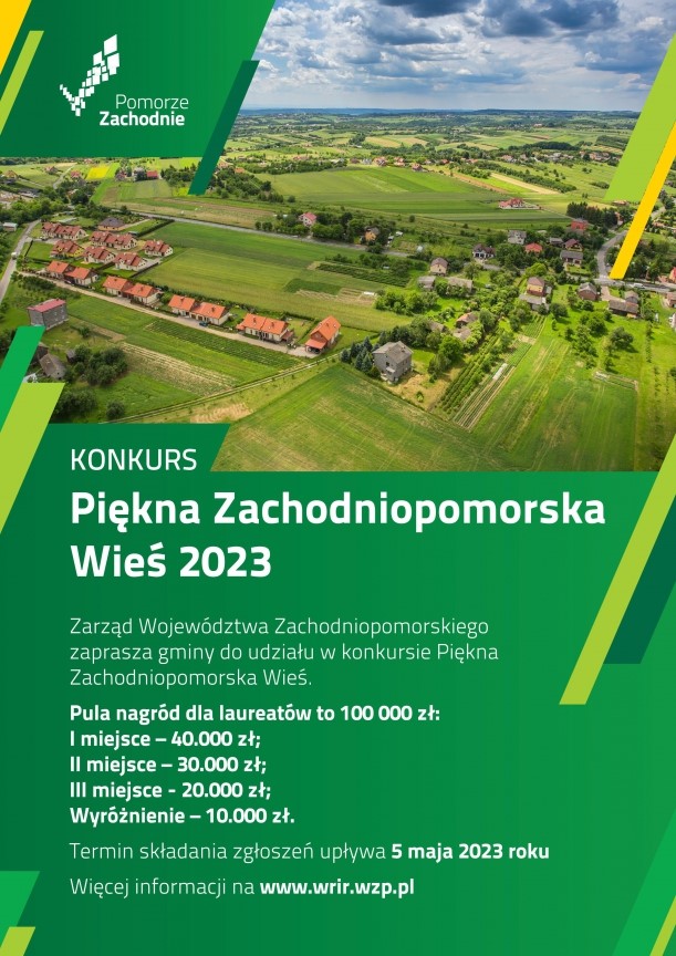 Zapraszamy do udziału w konkursie Samorządu Województwa Zachodniopomorskiego pn. „Piękna Zachodniopomorska Wieś” 2023