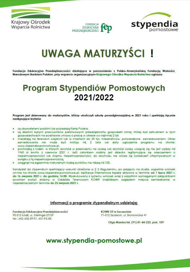 XX edycja Programu Stypendiów Pomostowych dla studentów I roku